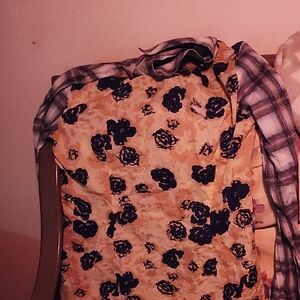 Floral and Plaid Scarf